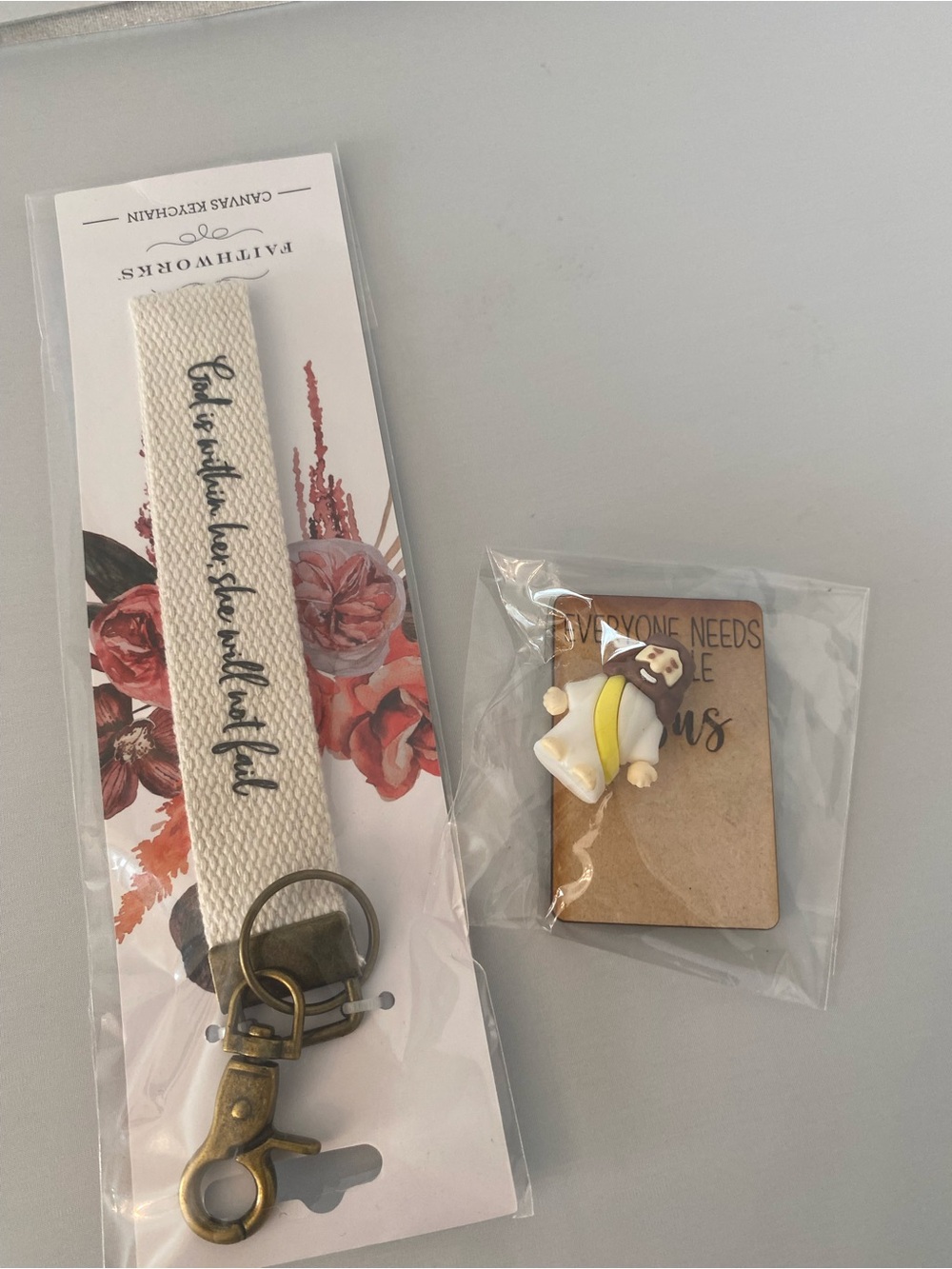 Bundle Canvas Keychain Wristlet and little Jesus new in package